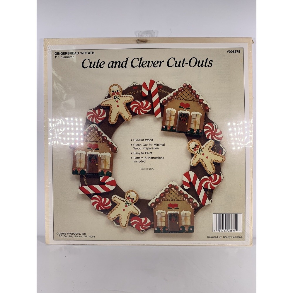 Christmas DEMIS Gingerbread Wood Wreath 11 inch Cute & Clever Cut-Outs NOS
